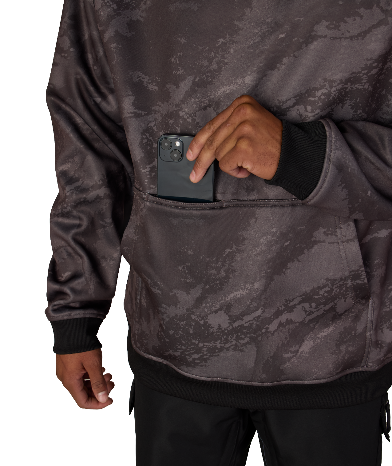 MENS BONDED FLEECE HOODY - CHARCOAL HEMISPHERE