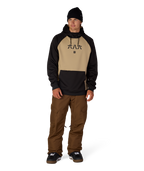 MENS BONDED FLEECE HOODY - KHAKI COLORBLOCK