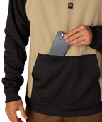 MENS BONDED FLEECE HOODY - KHAKI COLORBLOCK