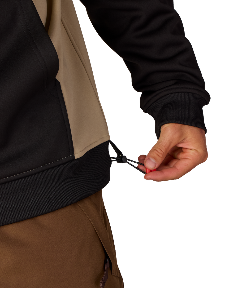 MENS BONDED FLEECE HOODY - KHAKI COLORBLOCK
