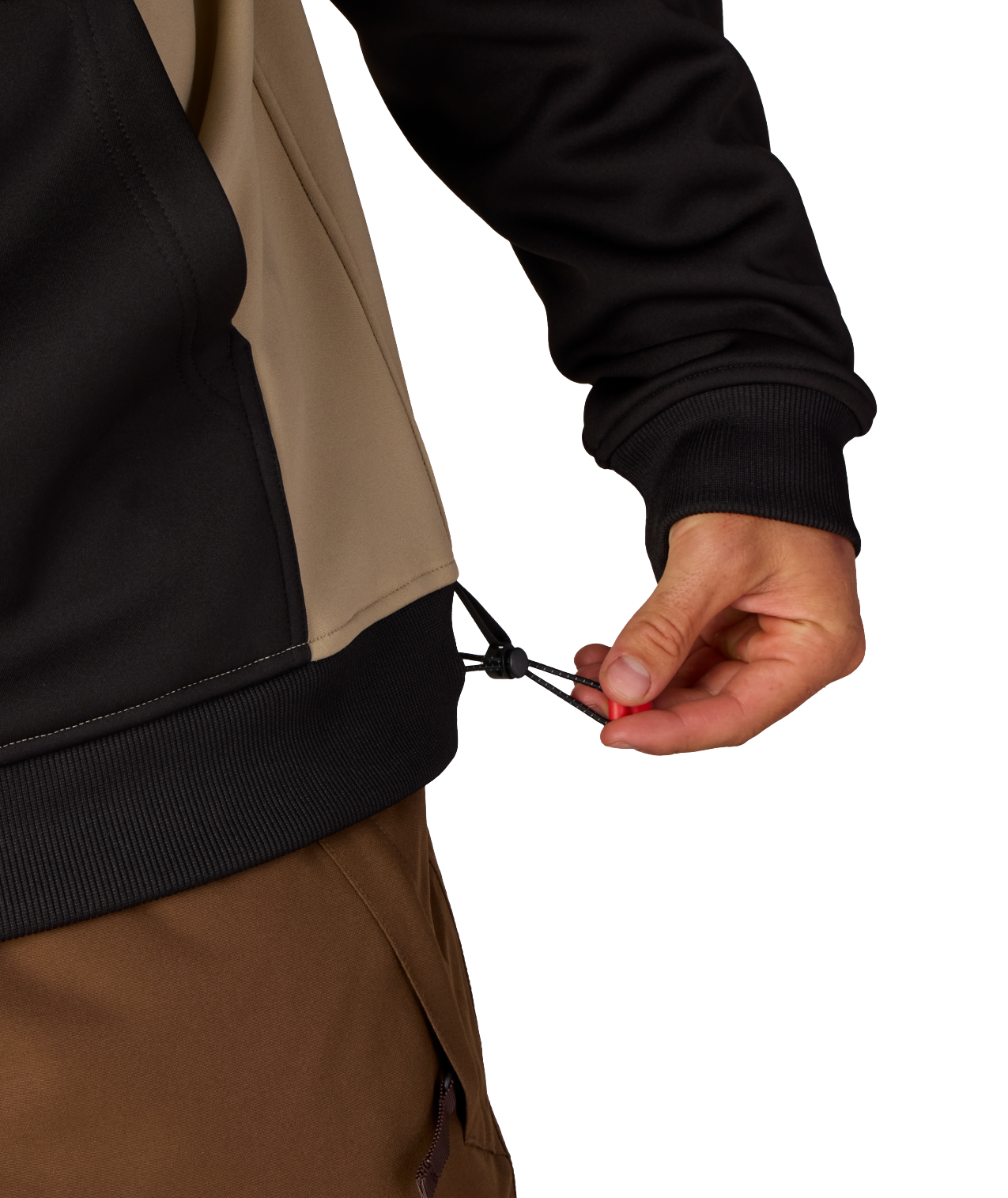 MENS BONDED FLEECE HOODY - KHAKI COLORBLOCK