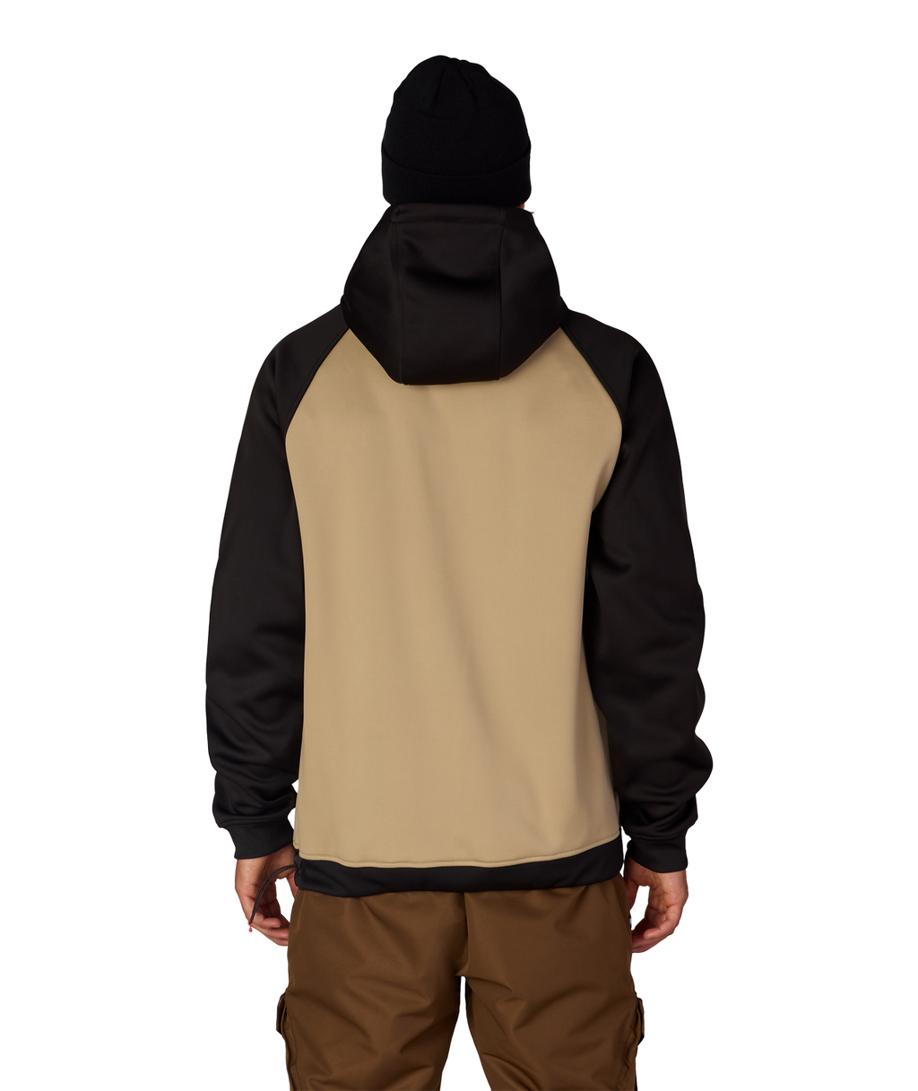 MENS BONDED FLEECE HOODY - KHAKI COLORBLOCK