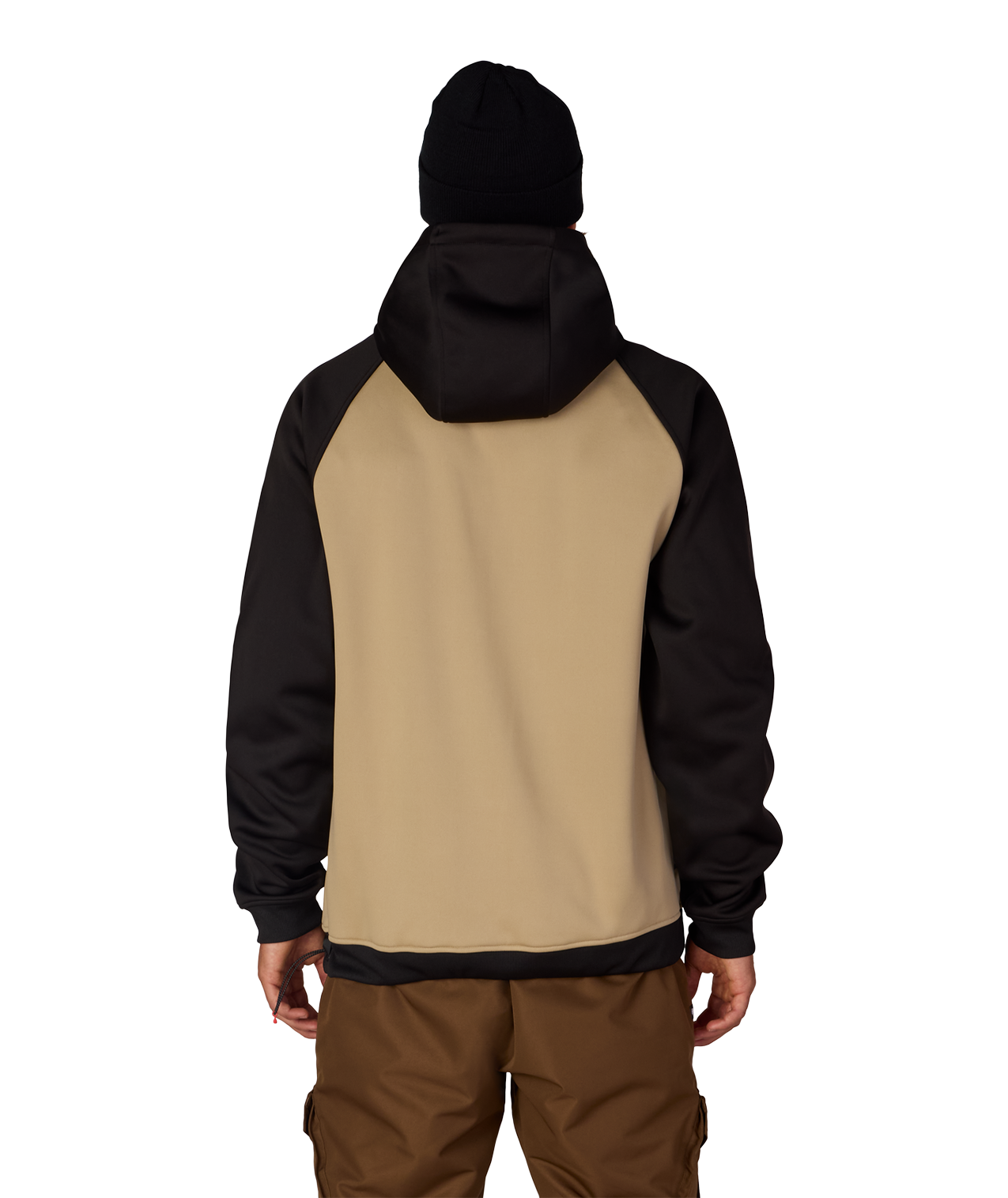 MENS BONDED FLEECE HOODY - KHAKI COLORBLOCK