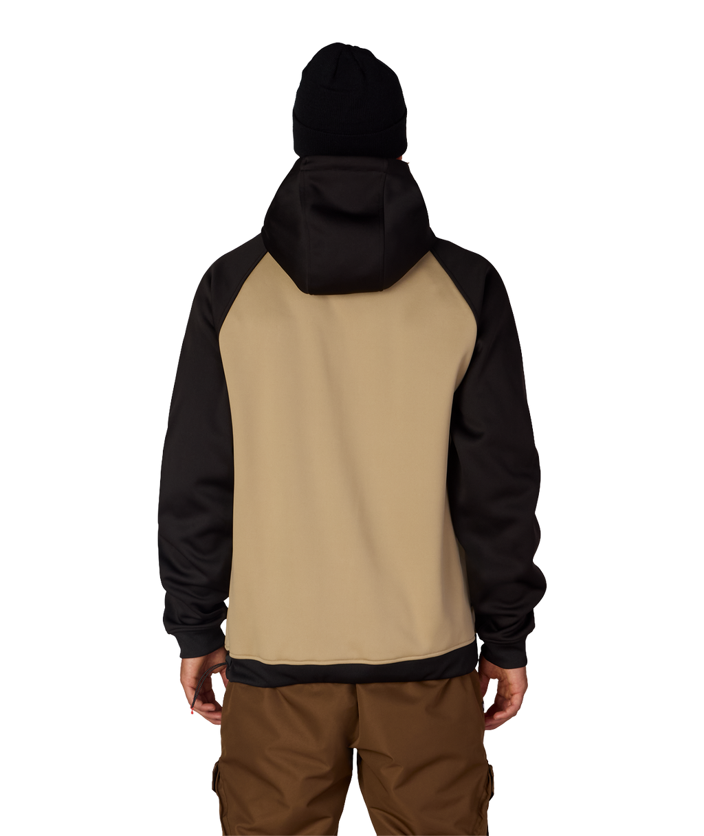 MENS BONDED FLEECE HOODY - KHAKI COLORBLOCK