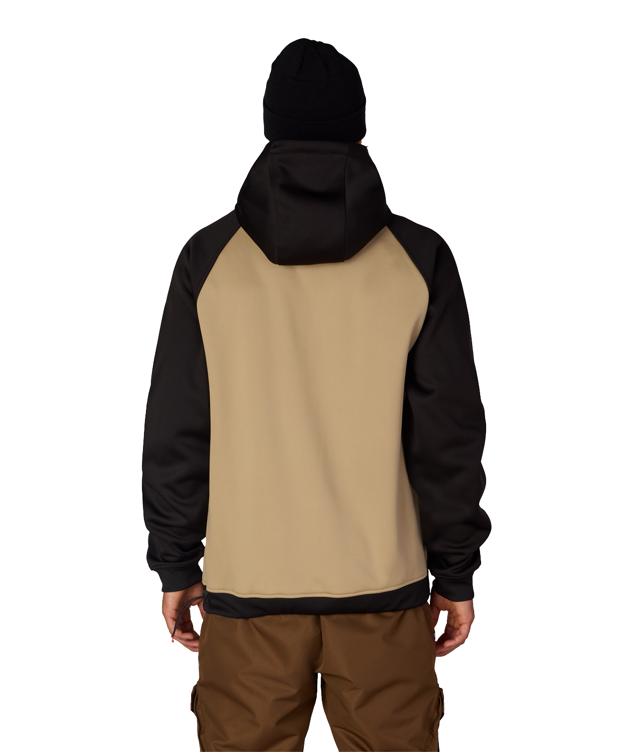 MENS BONDED FLEECE HOODY - KHAKI COLORBLOCK