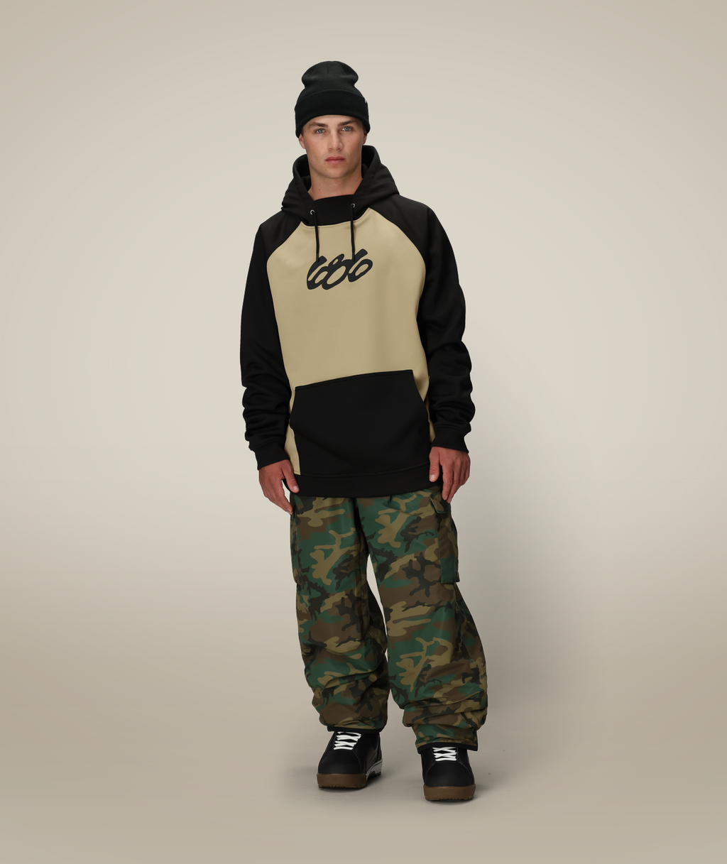 MENS BONDED FLEECE HOODY - SAGE COLORBLOCK