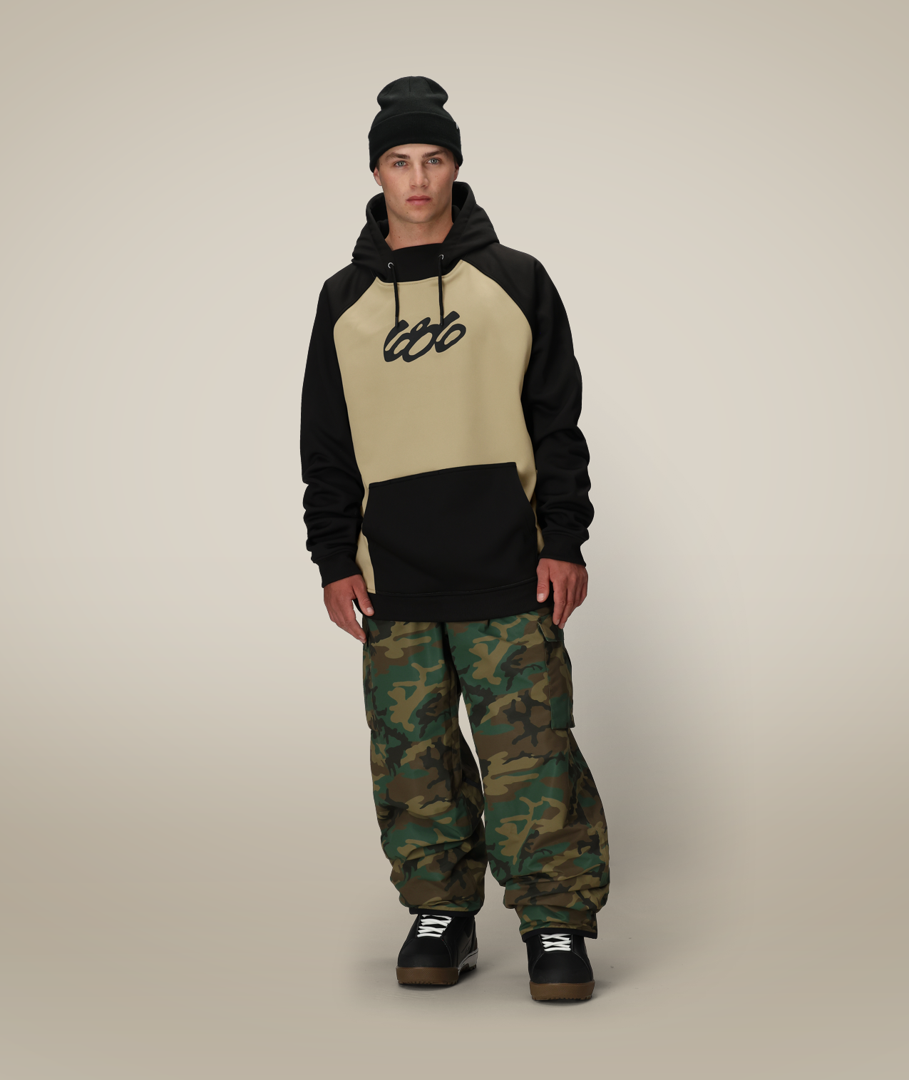 MENS BONDED FLEECE HOODY - SAGE COLORBLOCK