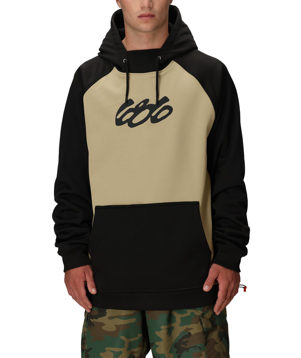 MENS BONDED FLEECE HOODY - SAGE COLORBLOCK