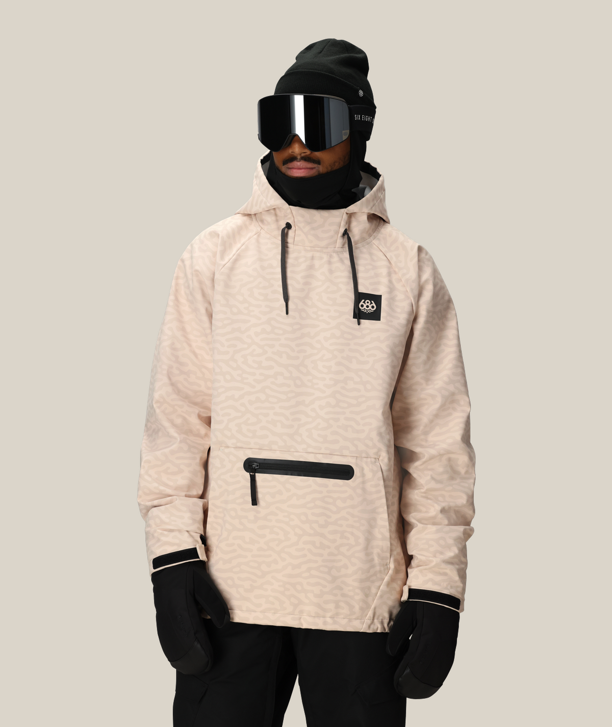 MENS WATERPROOF HYPERCHROMIC PULLOVER HOODY - SMOKEY PINK HAZE