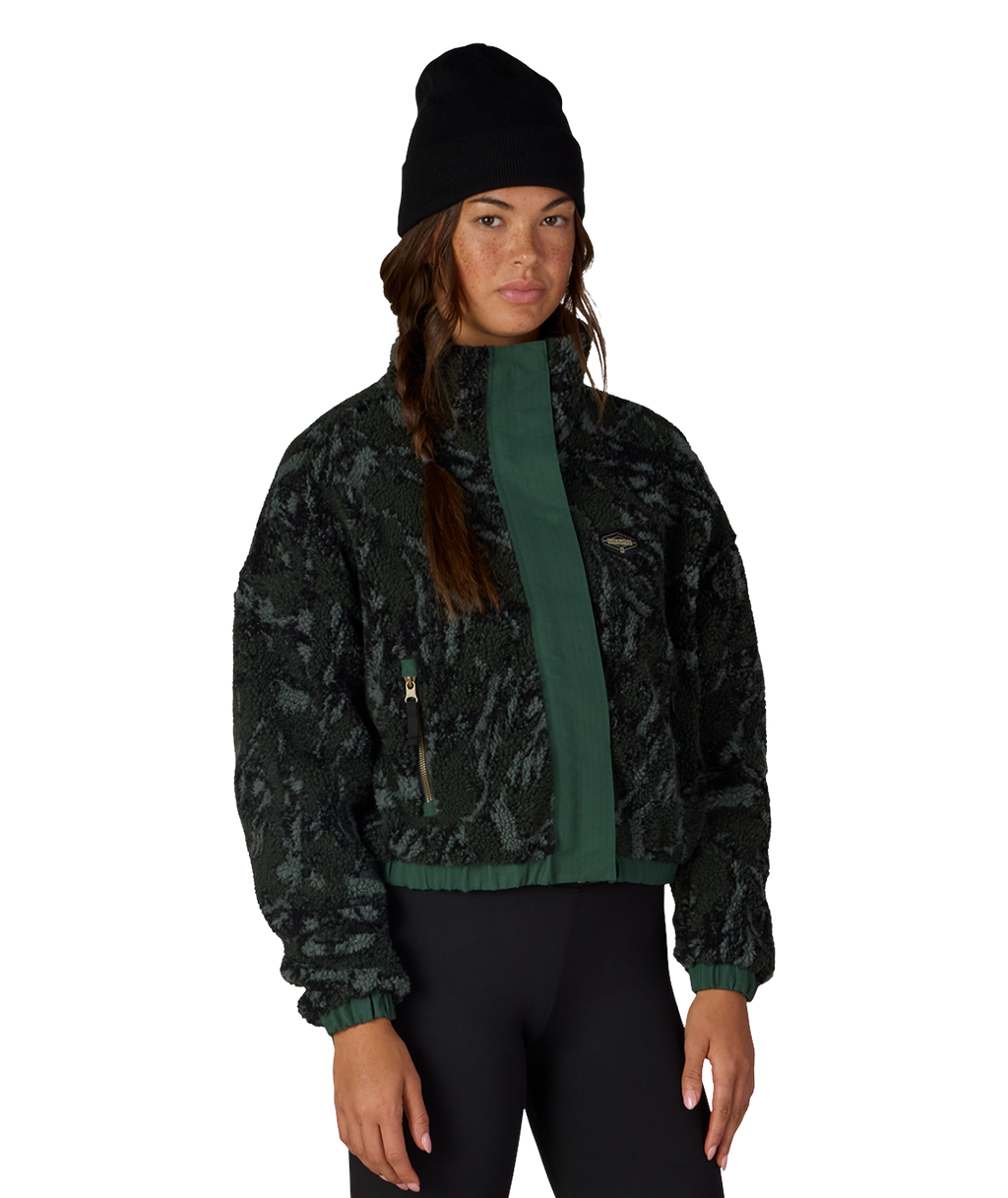 WOMENS OUTPOST SHERPA JACKET - MOSS GREEN SCRATCH CAMO