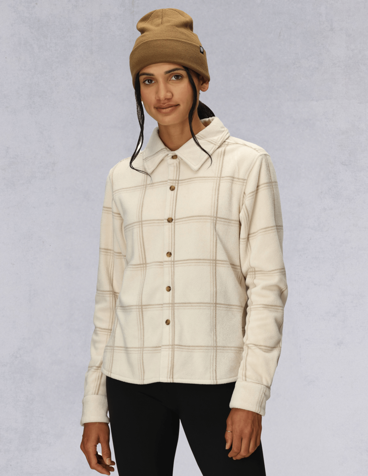WOMENS SIERRA NEVADA FLEECE BUTTON UP - LIMESTONE PLAID