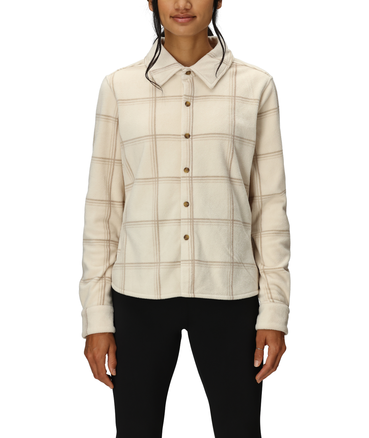 WOMENS SIERRA NEVADA FLEECE BUTTON UP - LIMESTONE PLAID