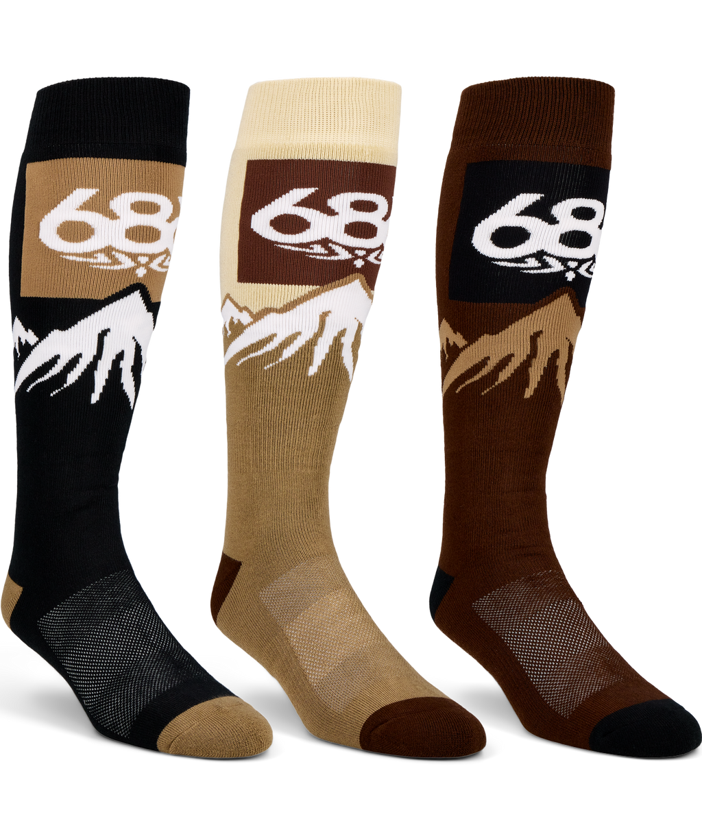 686 MENS SNOW CAPS SOCKS - 3 PACK - ASSORTED 2