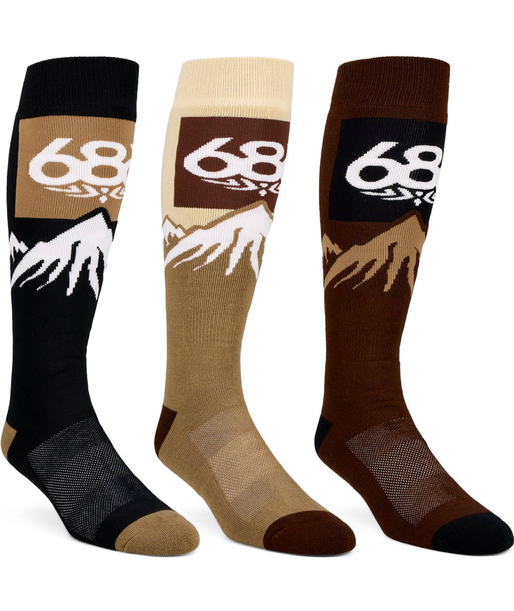 686 MENS SNOW CAPS SOCKS - 3 PACK - ASSORTED 2