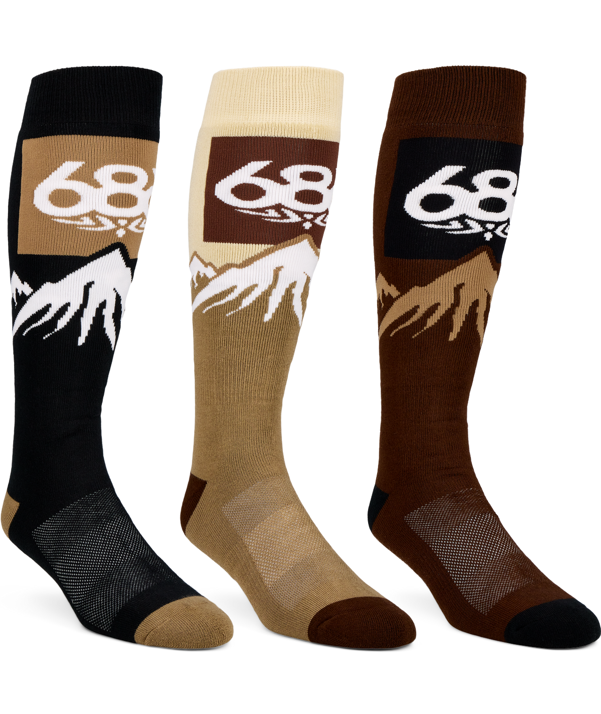 686 MENS SNOW CAPS SOCKS - 3 PACK - ASSORTED 2