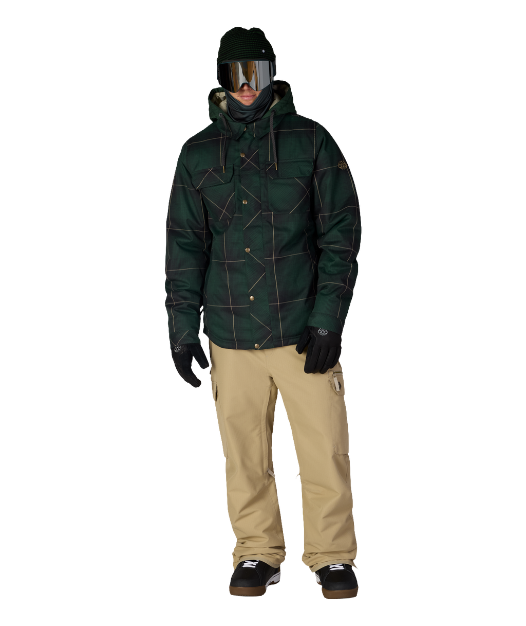 MENS WOODLAND™ INSULATED JACKET - MOSS GREEN PLAID