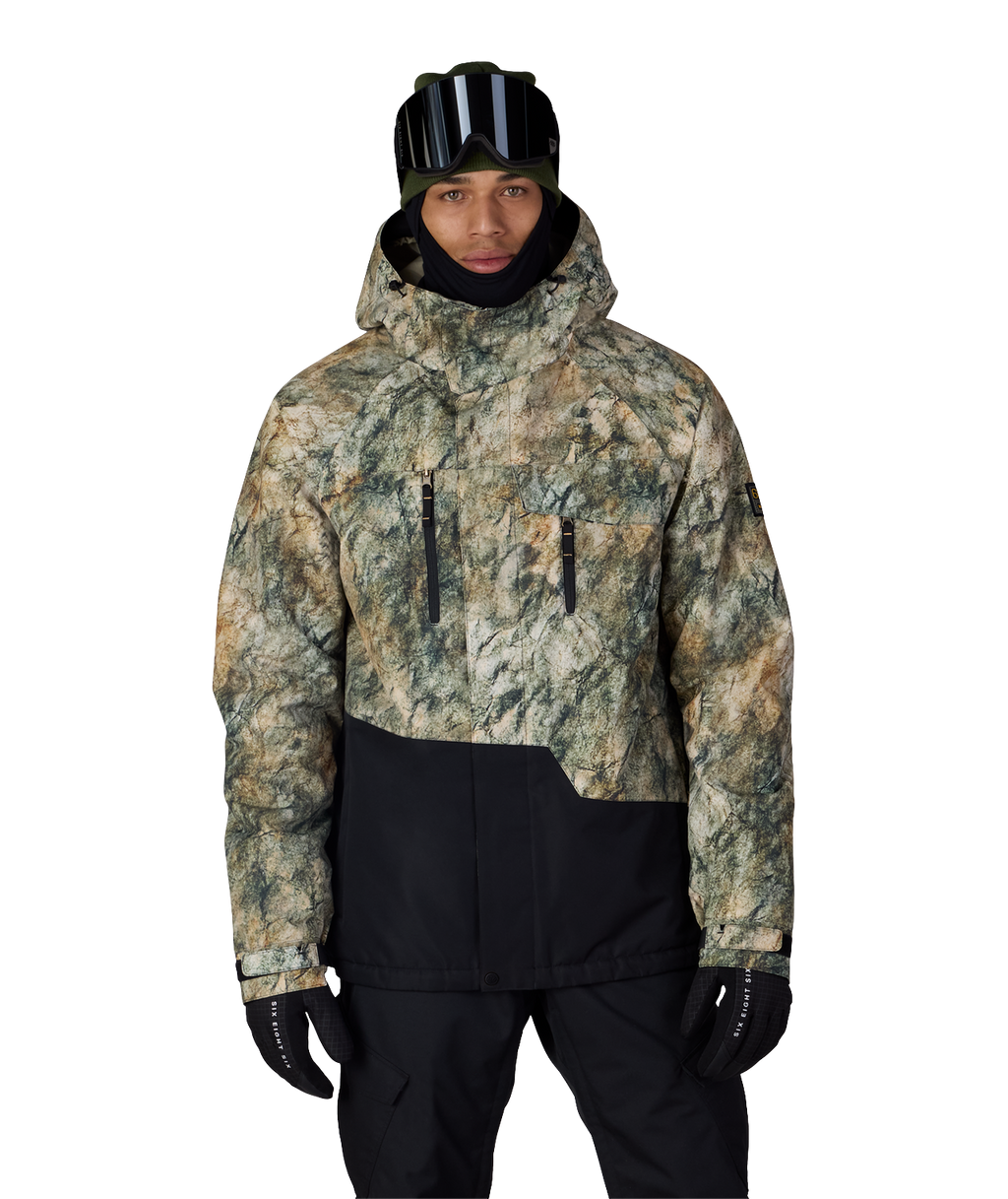 MENS GEO™ INSULATED JACKET - KHAKI GRUNGE COLORBLOCK