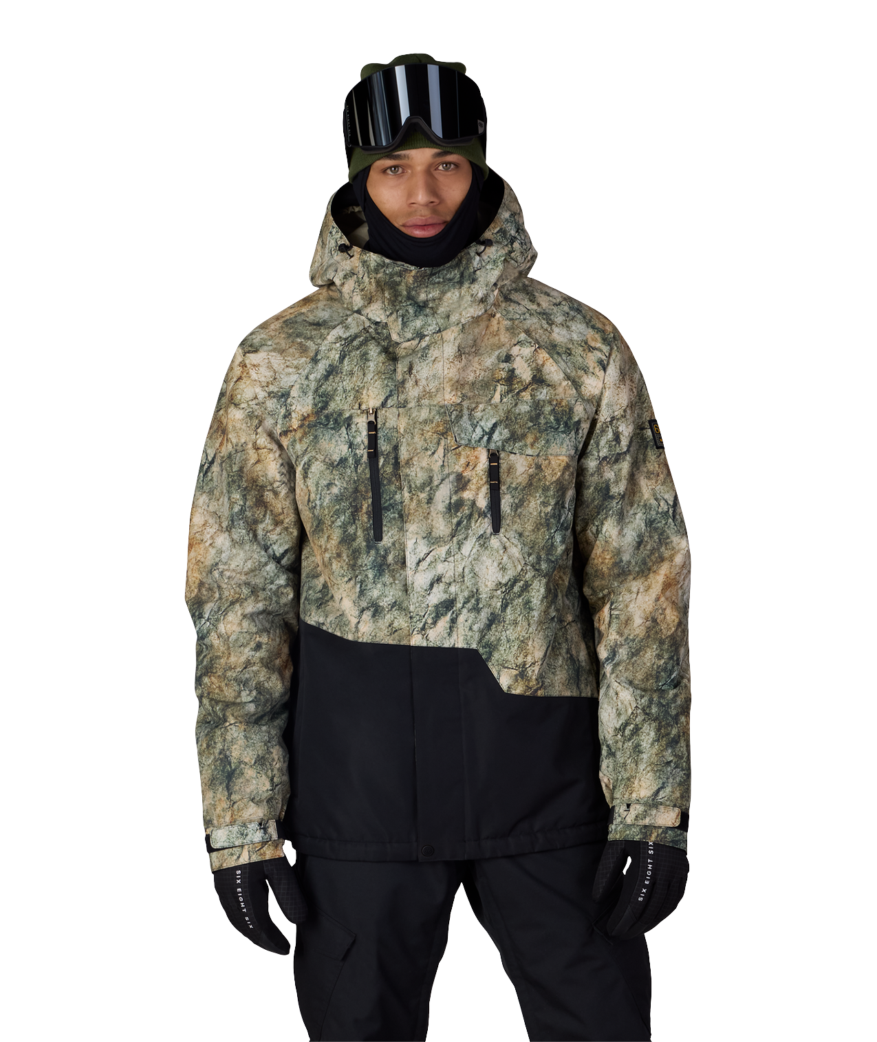 MENS GEO™ INSULATED JACKET - KHAKI GRUNGE COLORBLOCK