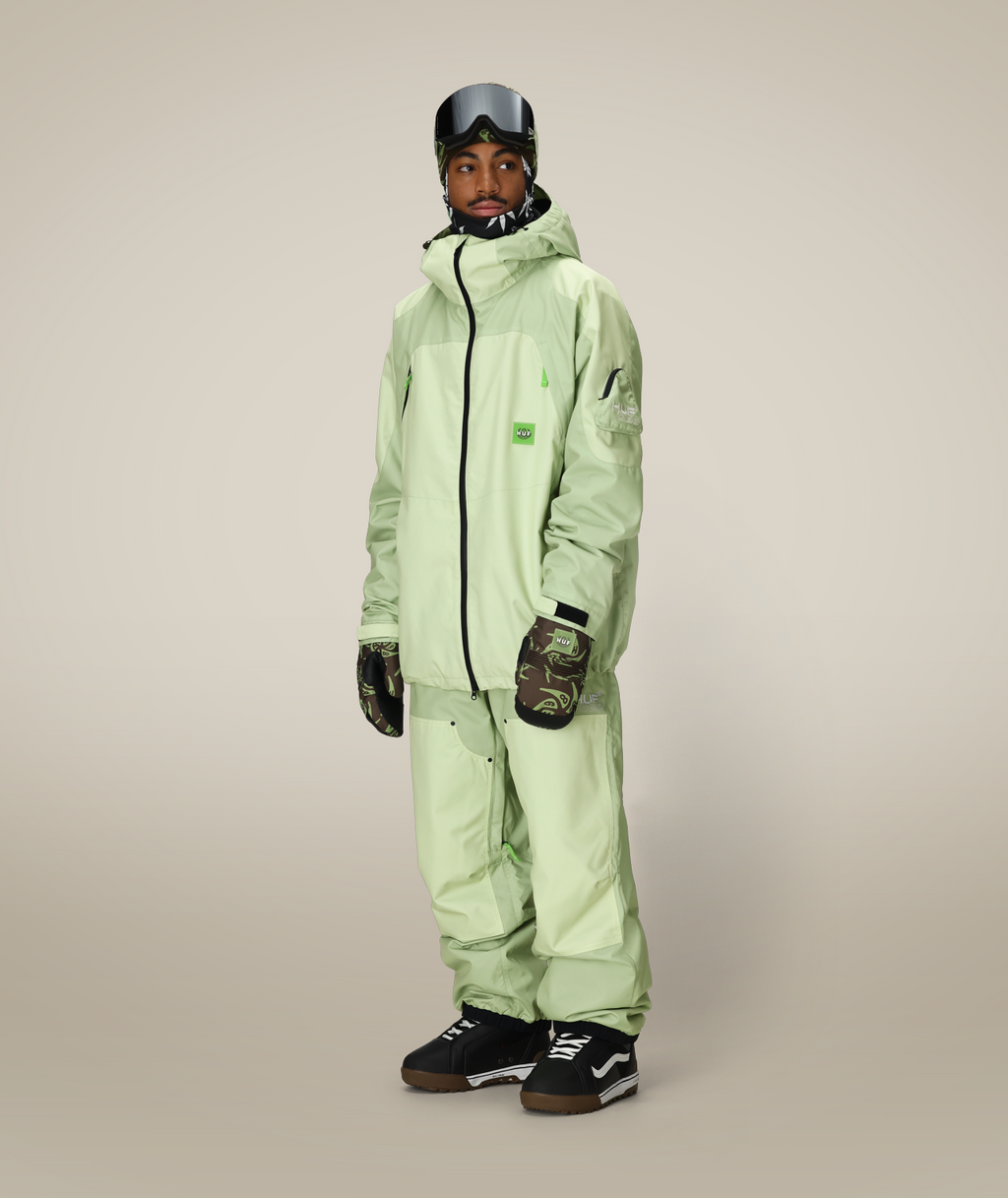 MENS 686 HUF DOUBLE H SHELL JACKET - HUF GREEN COLORBLOCK