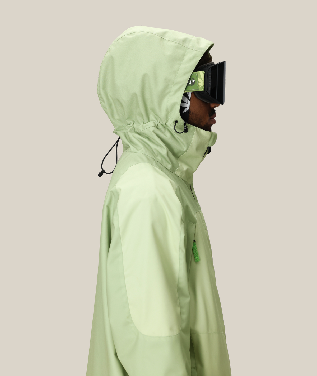 MENS 686 HUF DOUBLE H SHELL JACKET - HUF GREEN COLORBLOCK