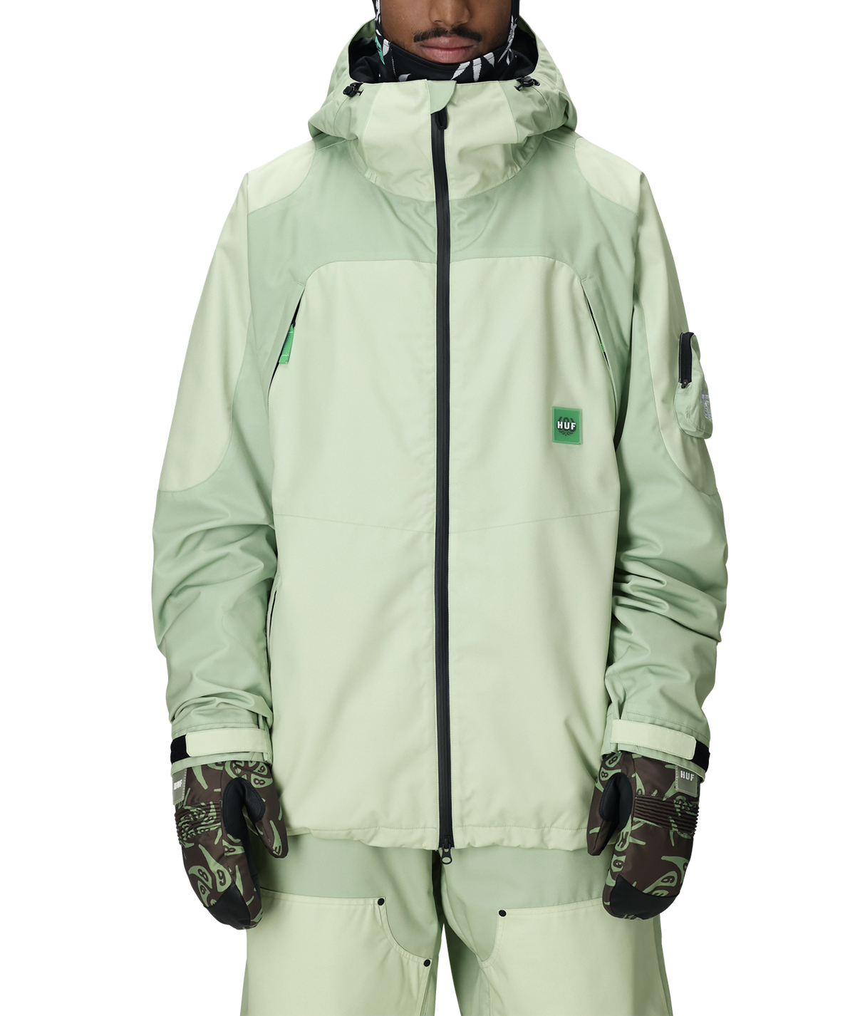 MENS 686 HUF DOUBLE H SHELL JACKET - HUF GREEN COLORBLOCK