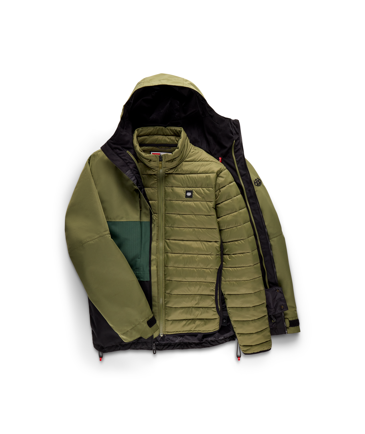 MENS SMARTY® 3-IN-1 FORM™ JACKET - FATIGUE GREEN COLORBLOCK