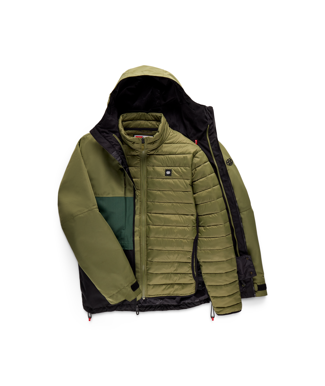 MENS SMARTY® 3-IN-1 FORM™ JACKET - FATIGUE GREEN COLORBLOCK