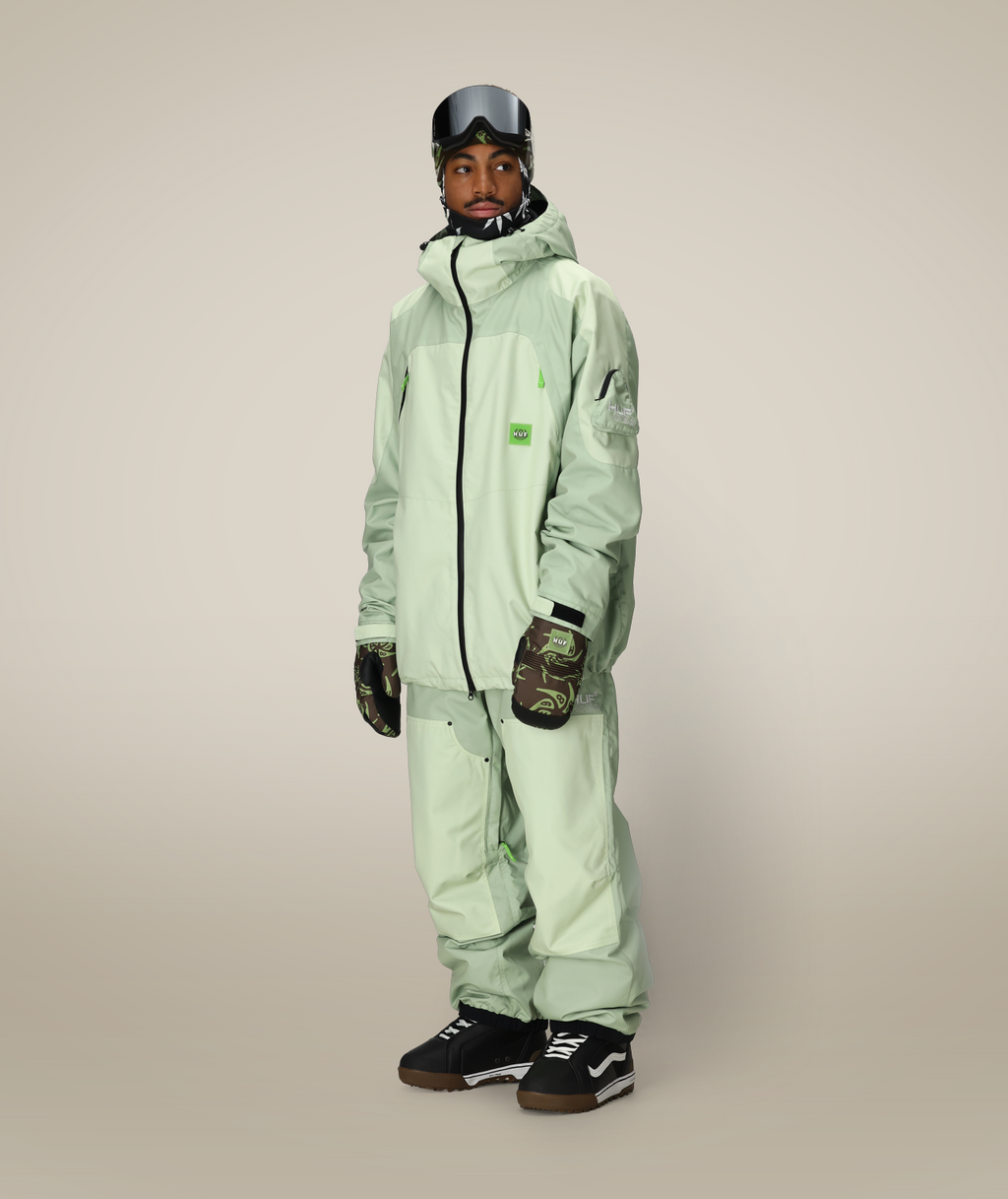 MENS 686 HUF DOUBLE H SHELL PANT - HUF GREEN COLORBLOCK