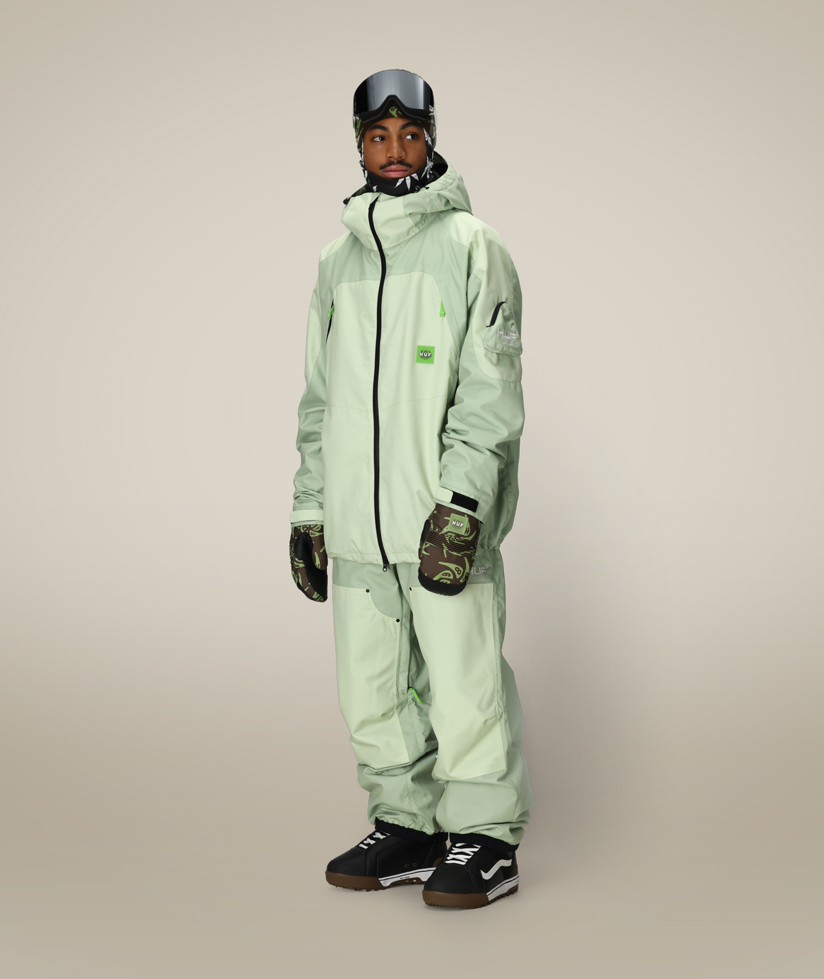 MENS 686 HUF DOUBLE H SHELL PANT - HUF GREEN COLORBLOCK