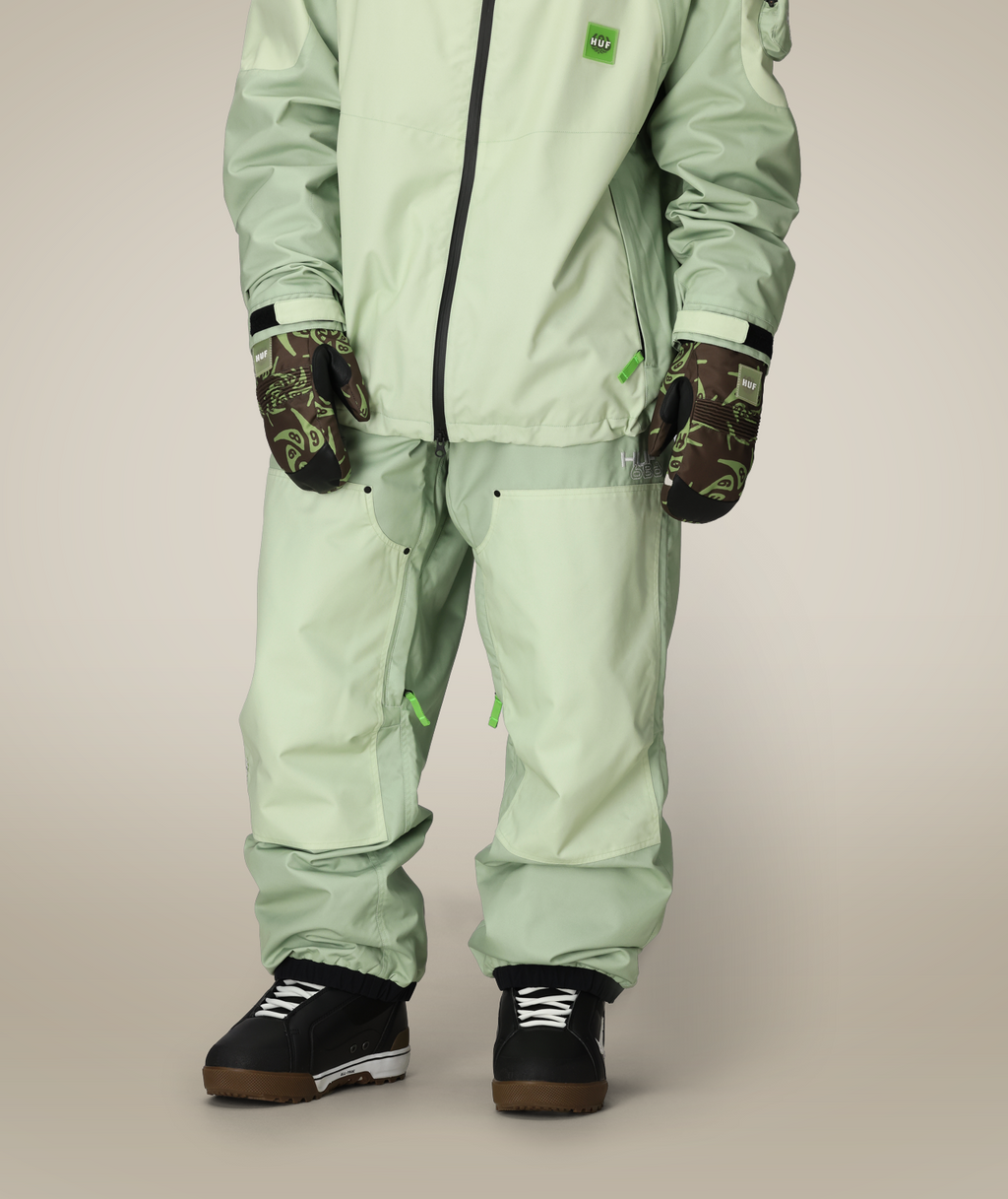 MENS 686 HUF DOUBLE H SHELL PANT - HUF GREEN COLORBLOCK