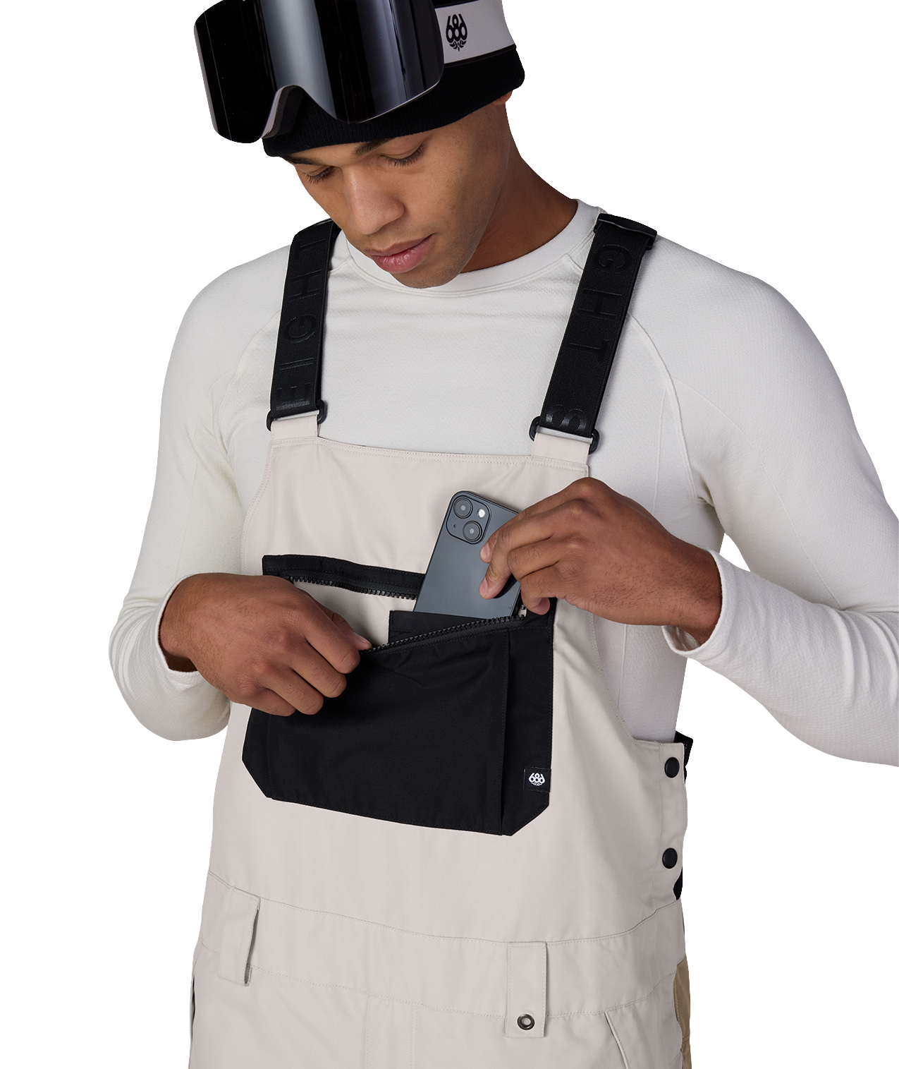MENS HOT LAP™ INSULATED BIB - LIMESTONE KHAKI COLORBLOCK