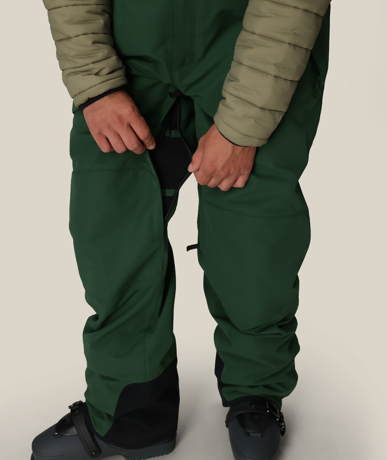 MENS HOT LAP™ INSULATED BIB - MOSS GREEN RIPSTOP