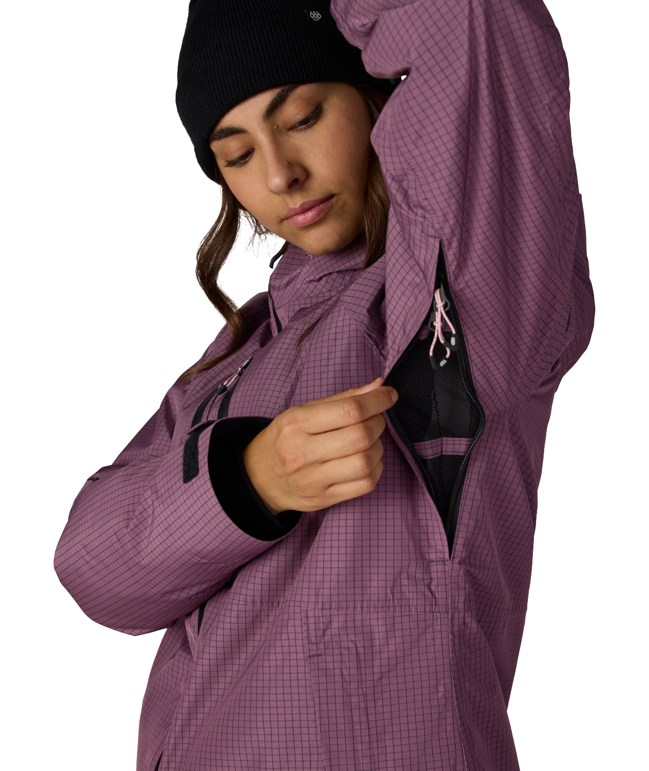 WOMENS HYDRA™ THERMAGRAPH® JACKET - BLACK PLUM GRID