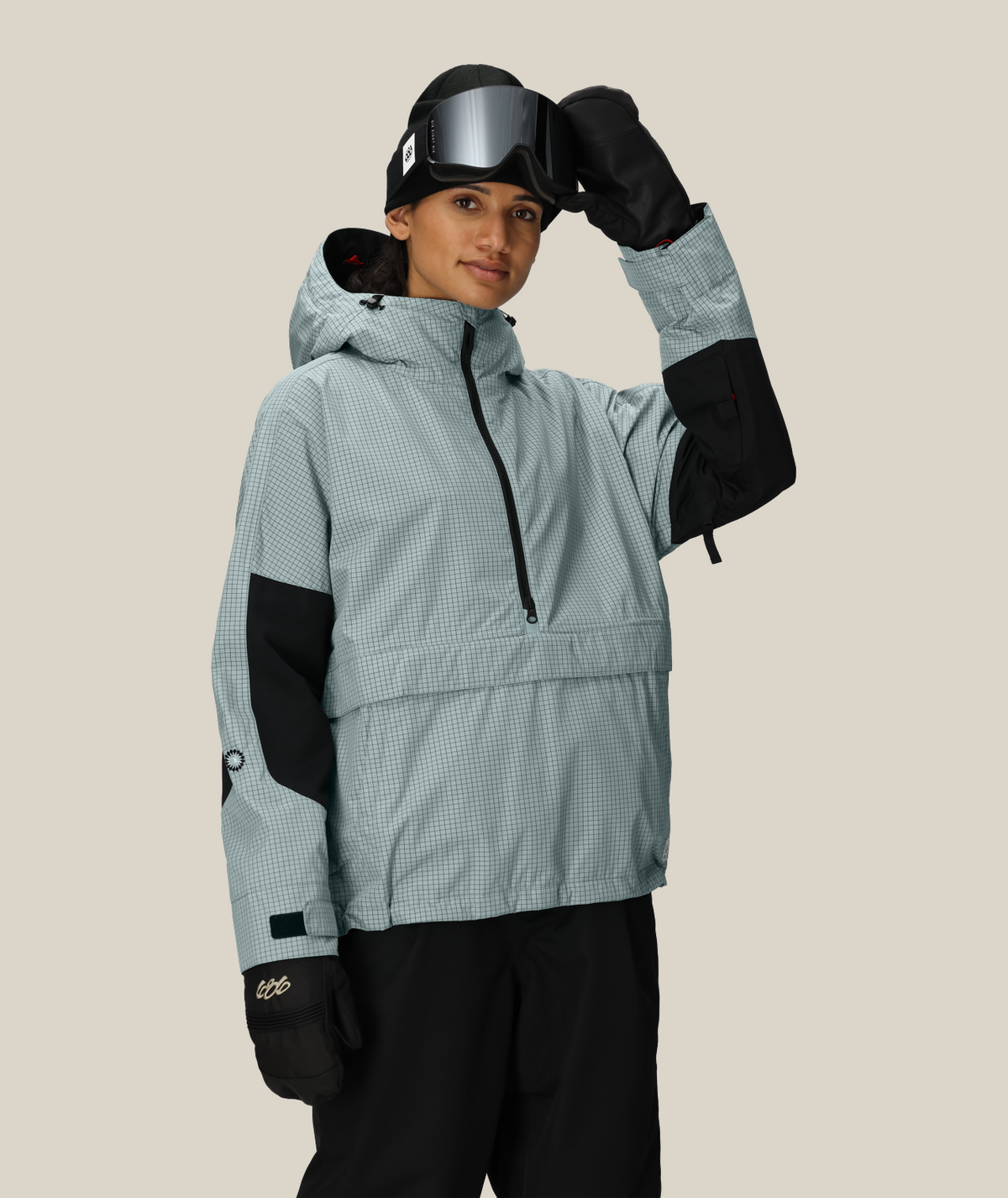 WOMENS OUTLINE™ SHELL ANORAK - DUSTY MARINE GRID