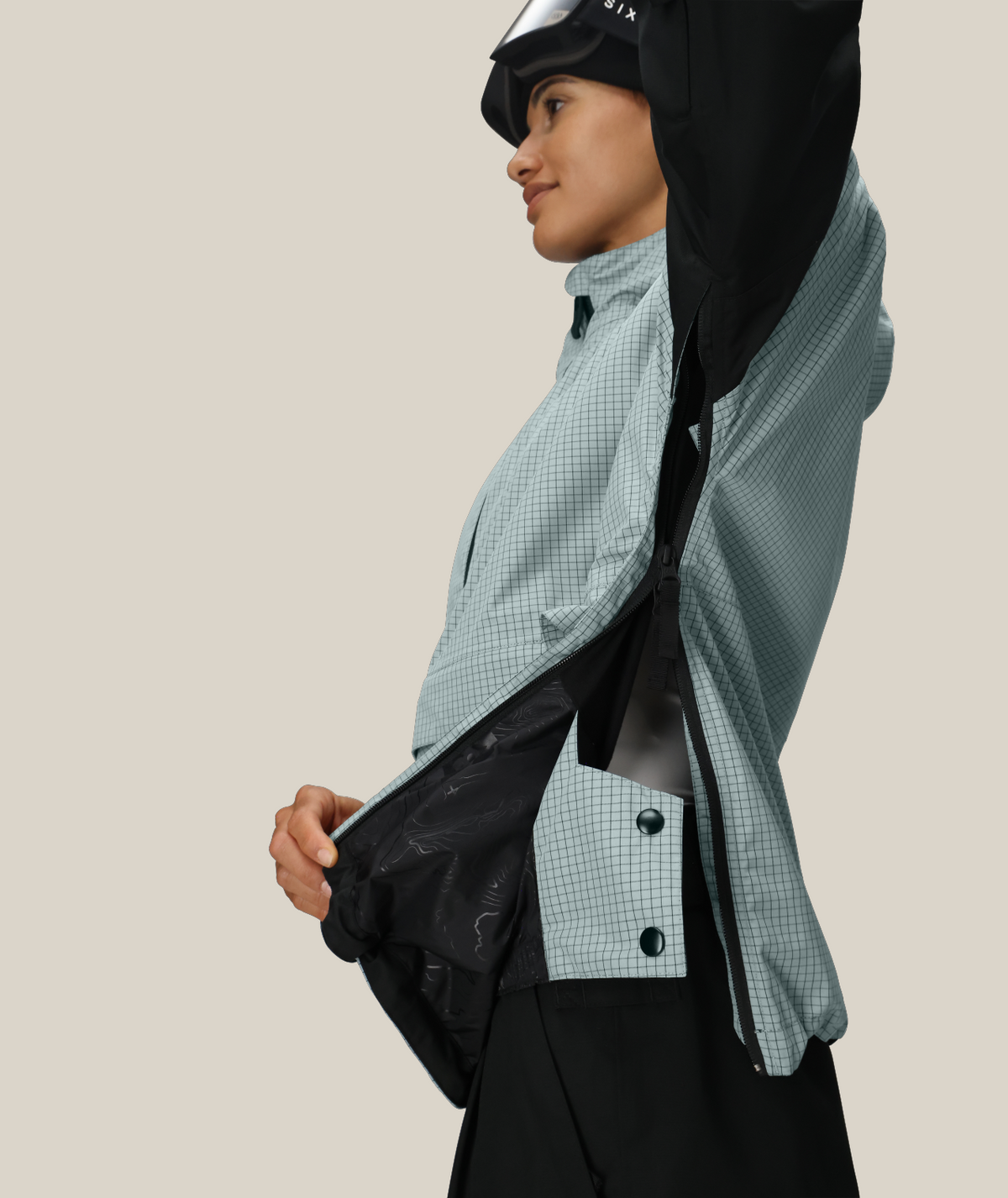 WOMENS OUTLINE™ SHELL ANORAK - DUSTY MARINE GRID