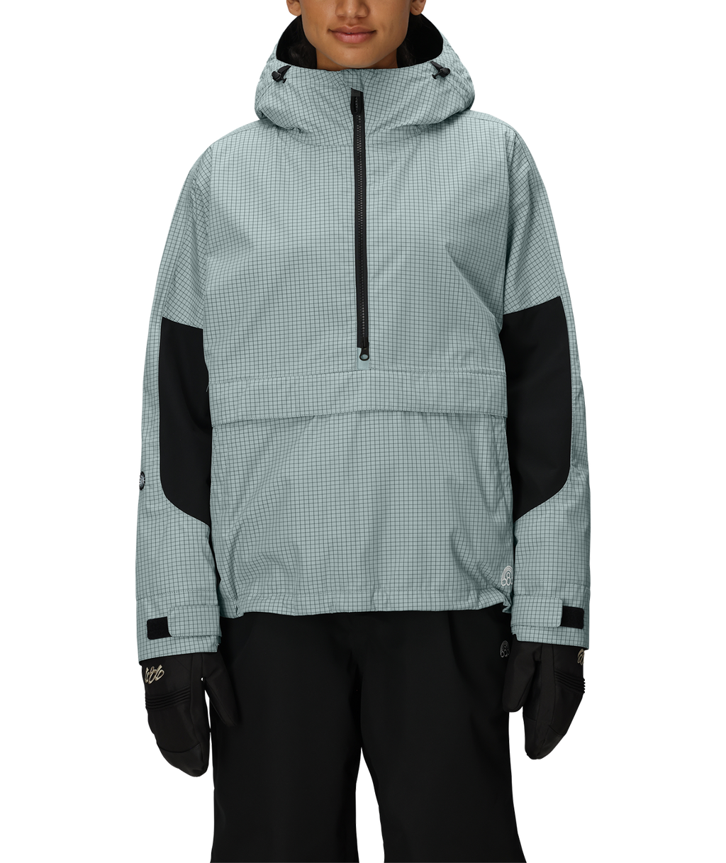 WOMENS OUTLINE™ SHELL ANORAK - DUSTY MARINE GRID