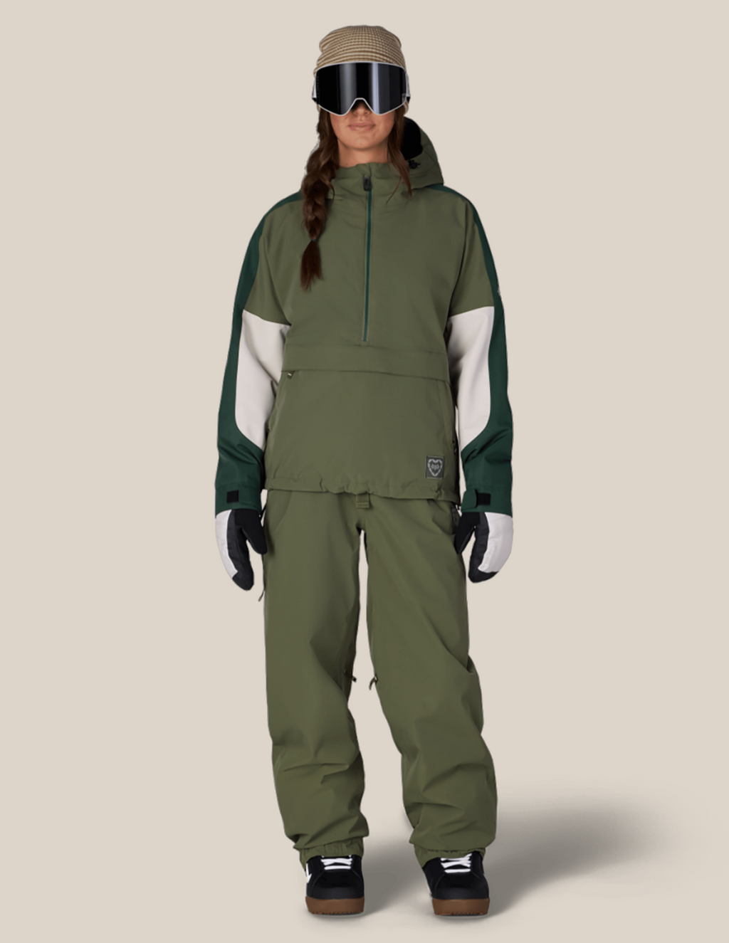 WOMENS OUTLINE™ SHELL ANORAK - FATIGUE GREEN COLORBLOCK
