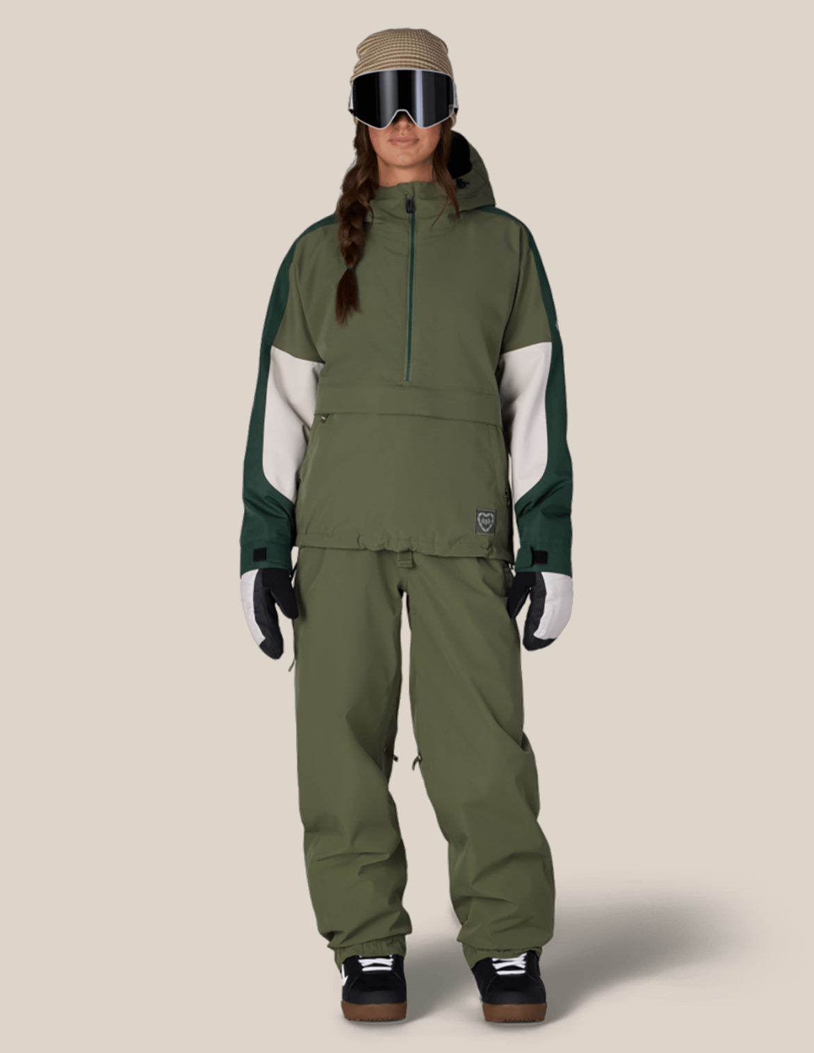WOMENS OUTLINE™ SHELL ANORAK - FATIGUE GREEN COLORBLOCK