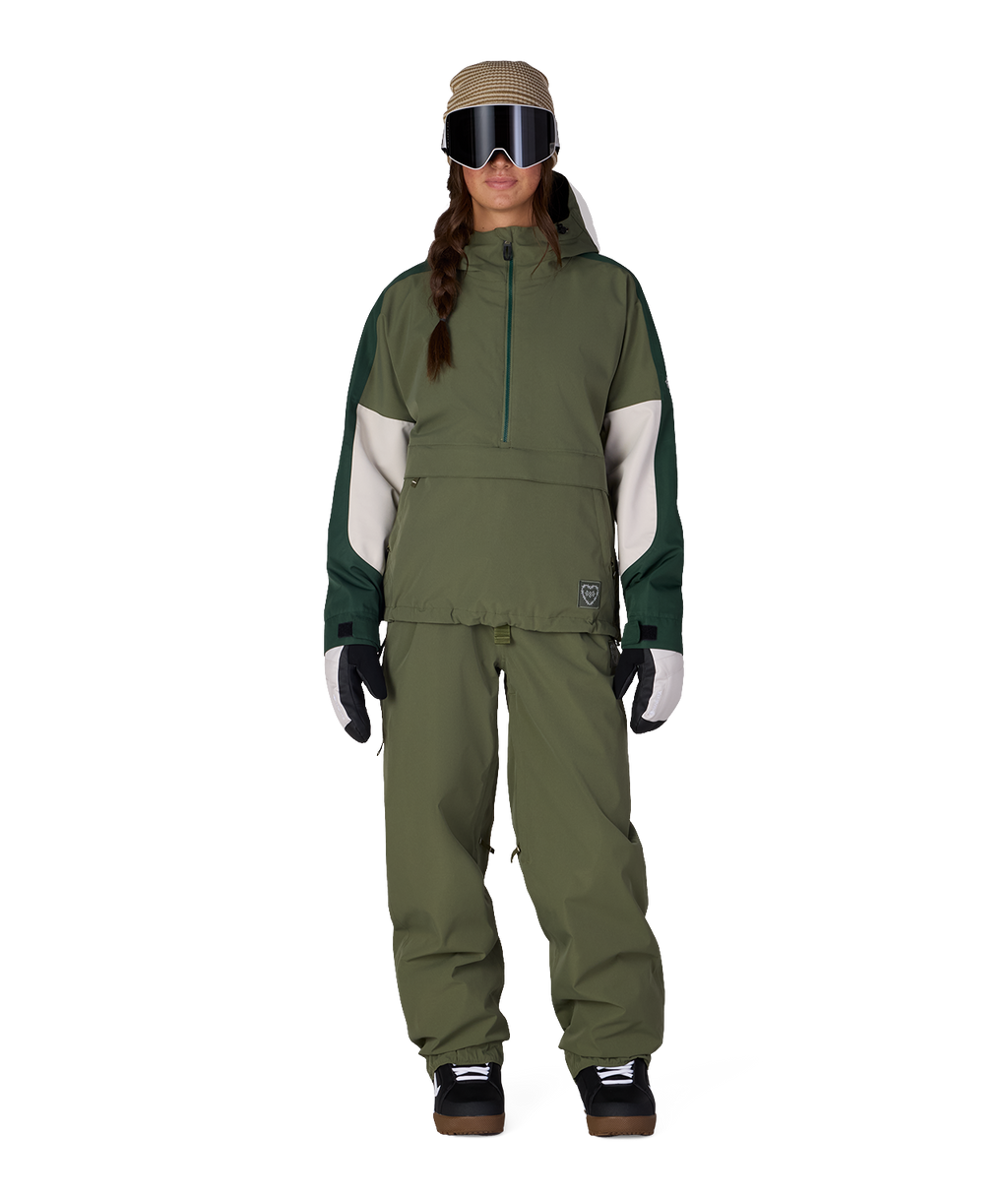 WOMENS OUTLINE™ SHELL ANORAK - FATIGUE GREEN COLORBLOCK