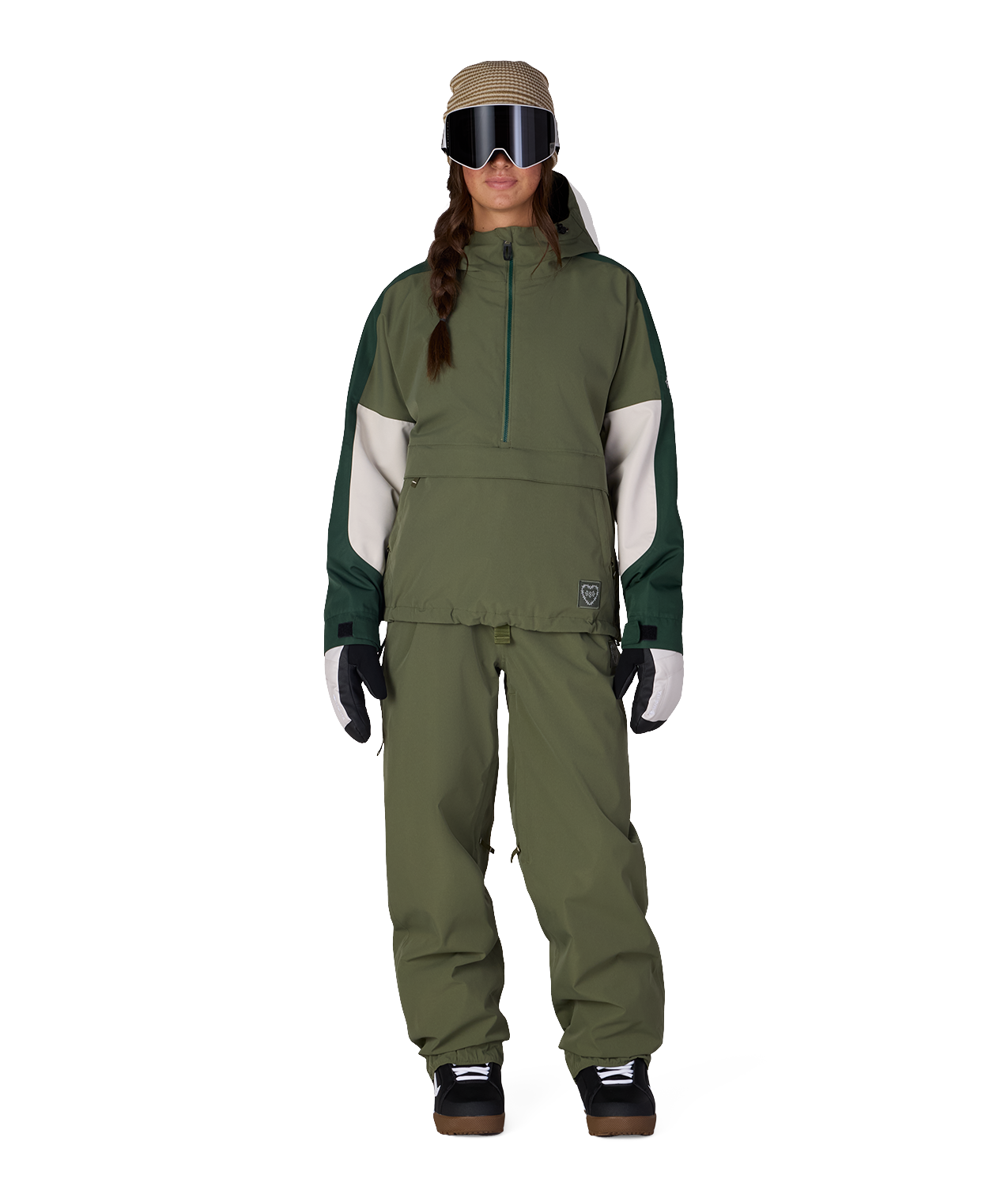 WOMENS OUTLINE™ SHELL ANORAK - FATIGUE GREEN COLORBLOCK