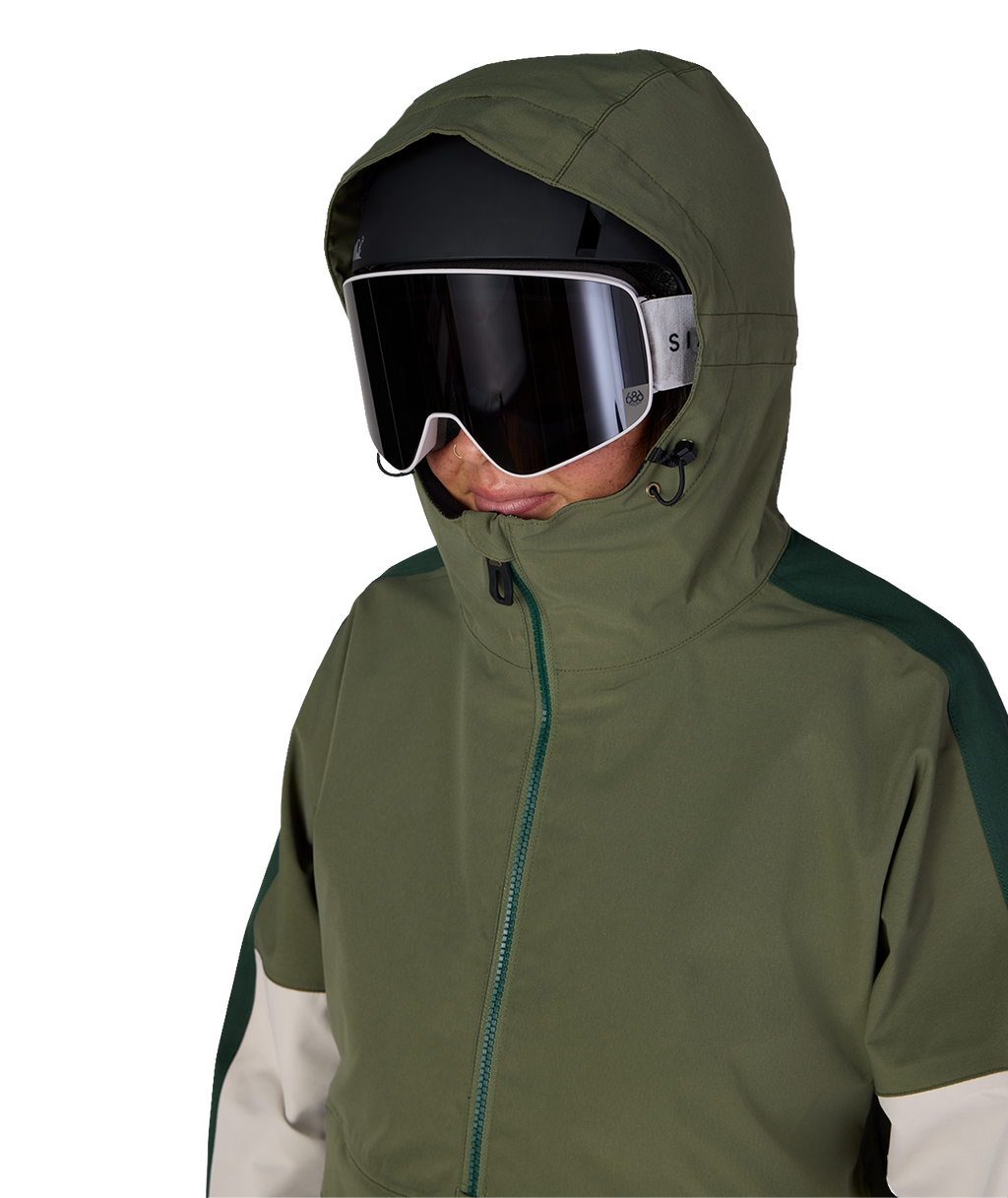WOMENS OUTLINE™ SHELL ANORAK - FATIGUE GREEN COLORBLOCK
