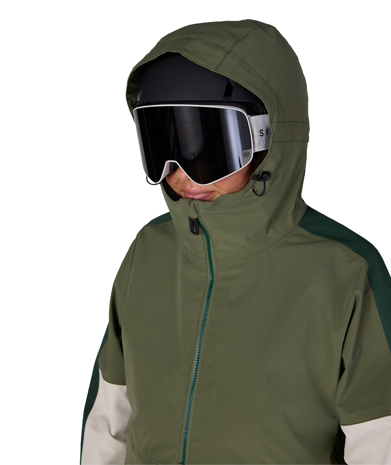 WOMENS OUTLINE™ SHELL ANORAK - FATIGUE GREEN COLORBLOCK