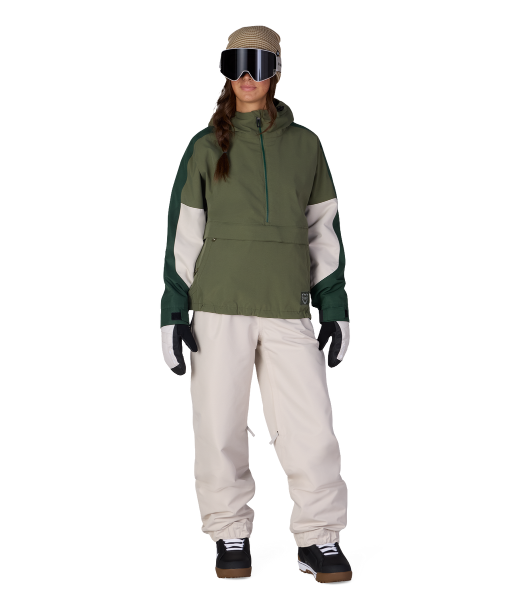 WOMENS OUTLINE™ SHELL ANORAK - FATIGUE GREEN COLORBLOCK