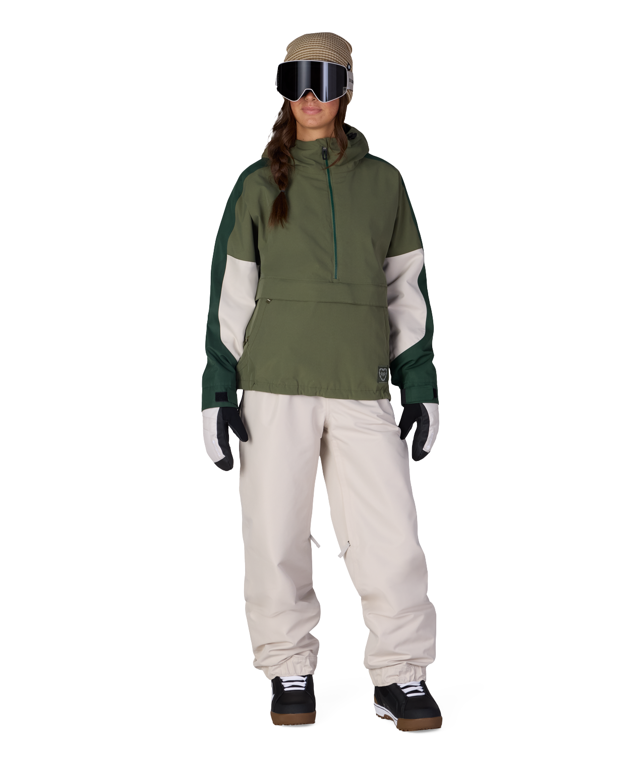 WOMENS OUTLINE™ SHELL ANORAK - FATIGUE GREEN COLORBLOCK