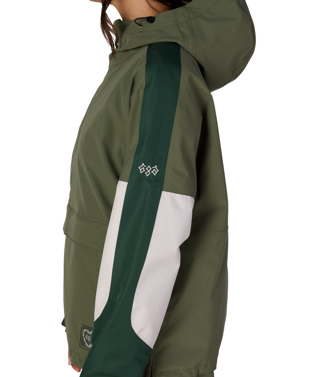 WOMENS OUTLINE™ SHELL ANORAK - FATIGUE GREEN COLORBLOCK