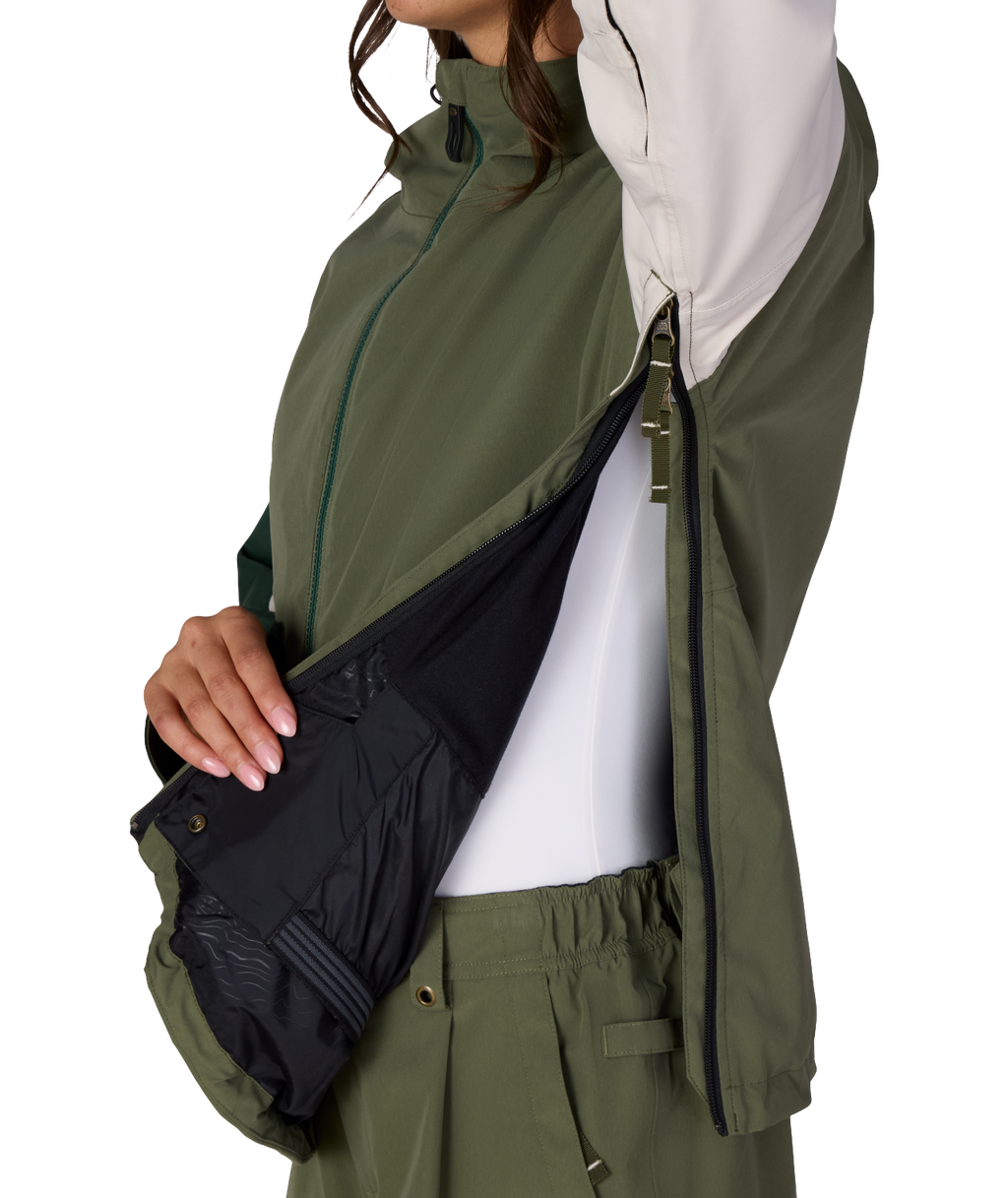 WOMENS OUTLINE™ SHELL ANORAK - FATIGUE GREEN COLORBLOCK