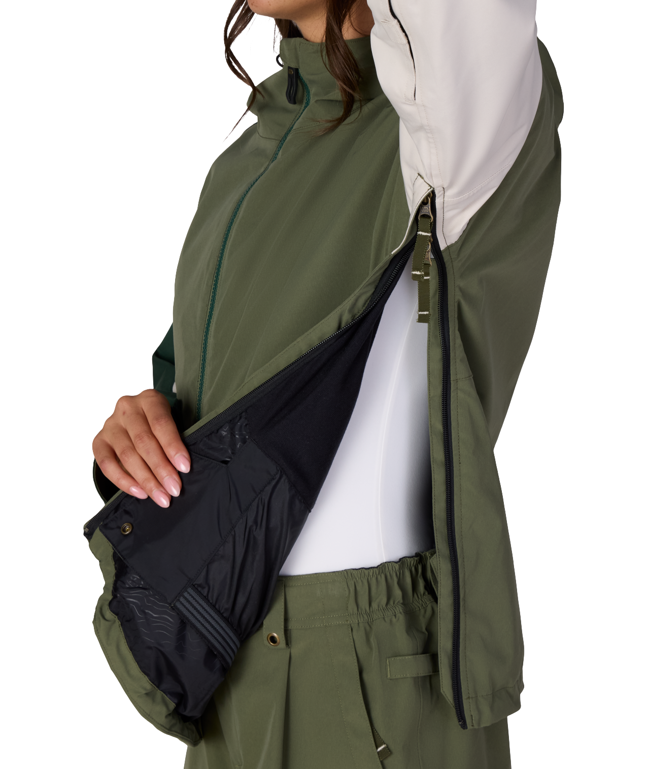 WOMENS OUTLINE™ SHELL ANORAK - FATIGUE GREEN COLORBLOCK
