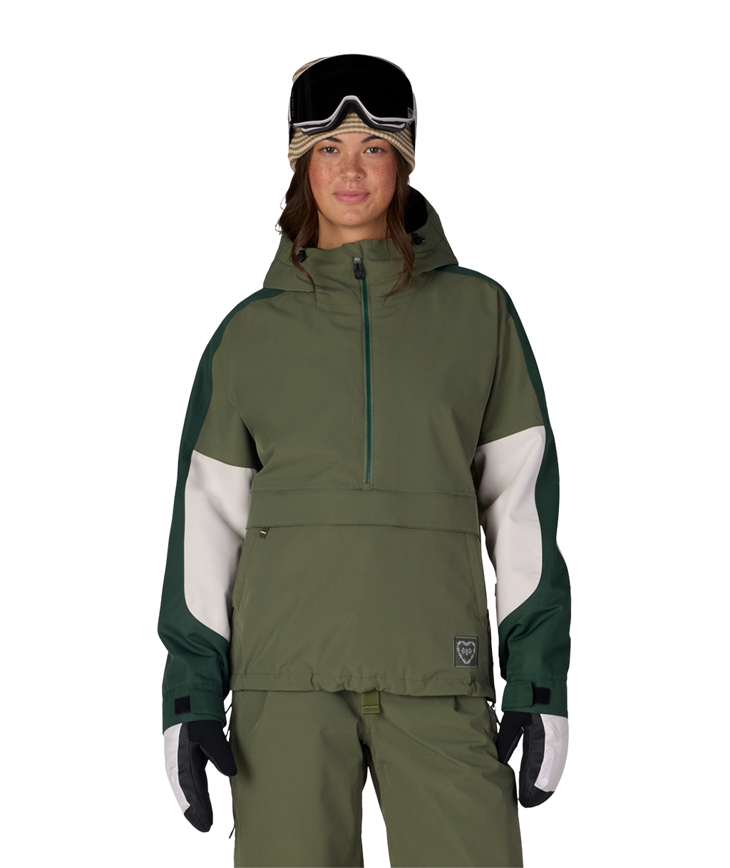 WOMENS OUTLINE™ SHELL ANORAK - FATIGUE GREEN COLORBLOCK