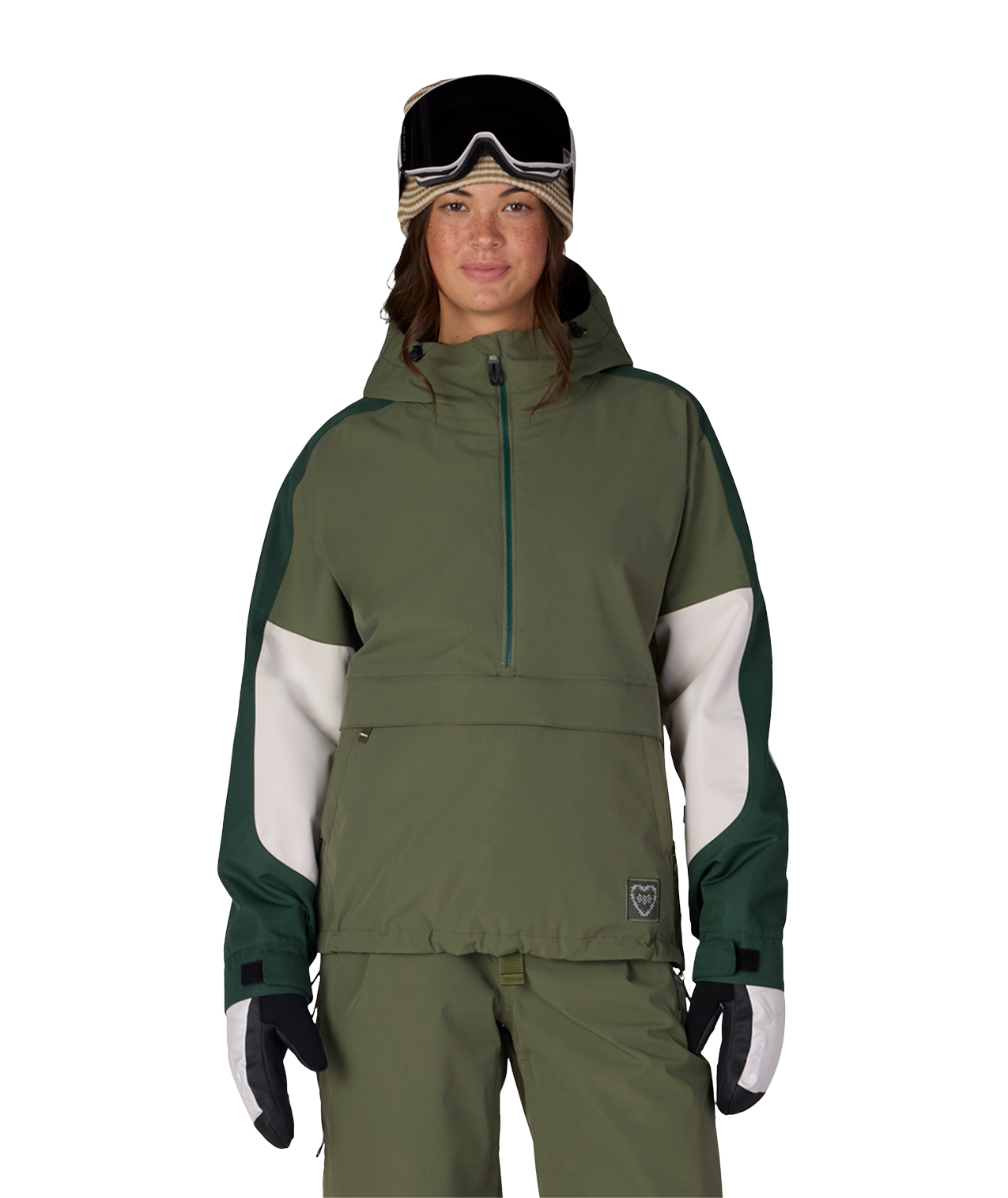 WOMENS OUTLINE™ SHELL ANORAK - FATIGUE GREEN COLORBLOCK