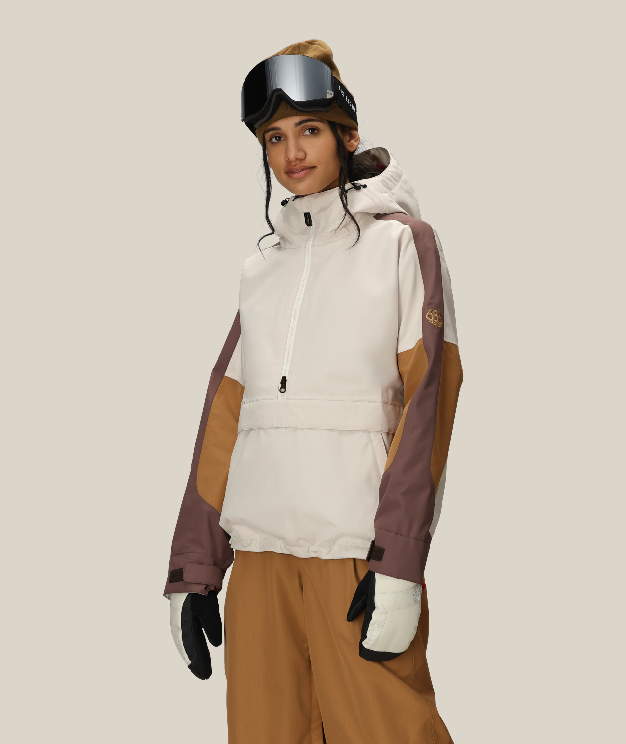 WOMENS OUTLINE™ SHELL ANORAK - LIMESTONE COLORBLOCK